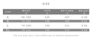 Detailed size chart for high waist loose straight casual trousers in S-XL measurements