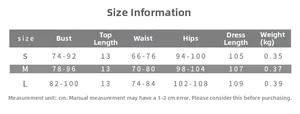 Detailed size chart in centimeters for the sequin backless top and slit skirt set