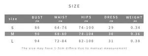 Size guide table for V-neck halter backless mini dress with bust and waist dimensions