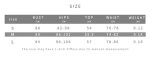 Detailed size chart for sexy backless halter jumpsuit including S, M, and L measurements
