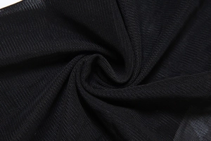 Detailed close-up of high-quality black mesh fabric with fine semi-transparent texture