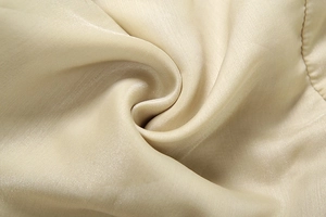 Gros plan sur la texture satinée champagne avec un éclat soyeux et des détails de couture