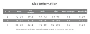 Detailed size chart for sexy polka dot backless top and high waist pants set