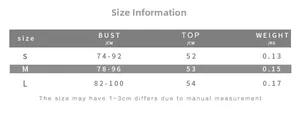 Detailed size chart for solid color high neck crop top with bust and length in cm