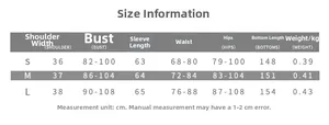 Detailed size chart for V-neck jumpsuit showing S, M, L dimensions and measurements