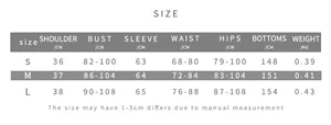 Detailed size chart for sexy deep V-neck long sleeve slim fit jumpsuits with measurements
