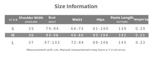 Size chart for leopard print mesh jumpsuit showing measurements for S, M, and L sizes