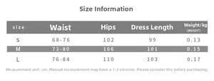 Size chart for floral mini skirt with waist and hip measurements in centimeters