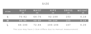 Size chart for the ruched rhinestone strap dress with bust and waist measurements
