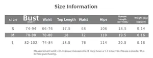 Tableau des tailles détaillé pour ensemble débardeur en dentelle et short à taille haute