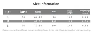 Size chart for halter neck slit dress showing bust waist hips and length in cm