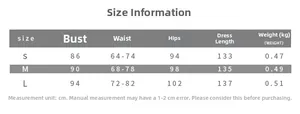 Detailed size chart for halter neck slit dress showing bust, waist, and hips measurements