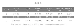 Detailed size chart for lace tube top and long dress set with S, M, L measurements