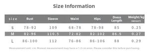 Detailed size chart for sexy deep V backless mesh dress including S M L measurements