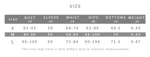 Detailed size chart for backless flare sleeve romper showing bust, waist, and hip measurements