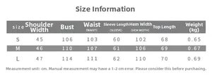 Detailed size chart for women high neck plush coat with measurements in centimeters and kilograms