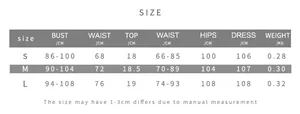 Detailed size guide table for sexy halter top and ruffled maxi skirt set in cm