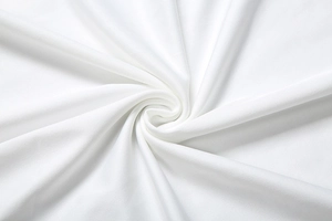 Close-up of premium white mesh fabric texture with smooth spiral pleats and dense weave