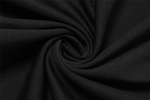 Macro detail of high-elastic black knitted fabric with fine texture and soft drape