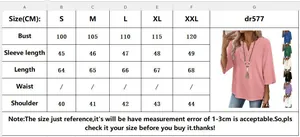 Detailed size chart for V-neck lace patchwork top with bust and length measurements
