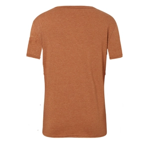 Detail view of the slim-fit melange orange t-shirt back with fine knit texture