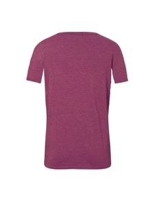 Women's purple short-sleeve crew neck T-shirt with textured knit fabric back view