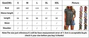 Size chart for women's polka dot chiffon blouse with detailed bust and length measurements