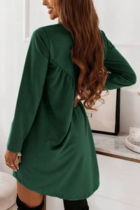 Deep green long sleeve dress featuring a stylish V-shaped seam detail on the back