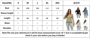 Detailed size chart for waffle knit hooded top featuring S to XXL measurements and dimensions