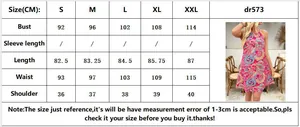 Tableau des tailles détaillé pour la robe d'été imprimée sans manches du S au XXL