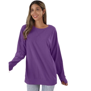 Sweat-shirt violet foncé oversize avec col rond et coupe décontractée pour femme