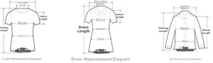 Detailed sizing chart showing professional measurement points for long sleeve T-shirts