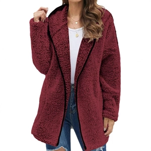 Giacca da Donna Plus Size in Pile Teddy Con Cappuccio Invernale Calda Sherpa Cappotto Largo Con Tasche Casual a Maniche Lunghe