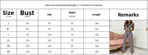 Size chart detail for houndstooth sleeveless jumpsuit from S to 3XL with measurements