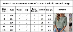 Size guide for women's long sleeve waffle knit shirt with chest and length measurements