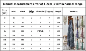 Detailed size chart for floral printed maxi dress with spaghetti straps from S to 5XL