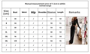 Tabella taglie per completo in maglia da donna con misure di busto e lunghezza da S a 3XL