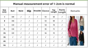 Detailed size guide table for women's V-neck hooded ribbed top showing S to 5XL measurements