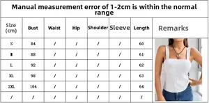 Size chart for slim fit jacquard camisole with bust and length measurements in centimeters