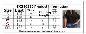 Größentabelle für Damen Chiffon Oberteil mit V-Ausschnitt und kalter Schulter in S-XXL