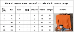 Tableau des tailles détaillé pour t-shirt en maille femme avec mesures de poitrine et bras