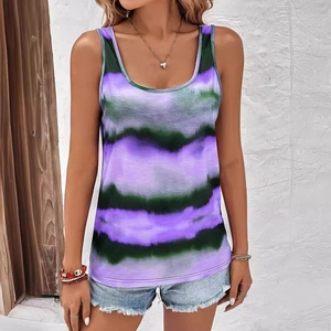 Débardeur femme avec rayures tie-dye violettes et vertes dans une coupe décontractée chic