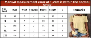 Detailed size chart for women's short sleeve T-shirt with bust and length measurements