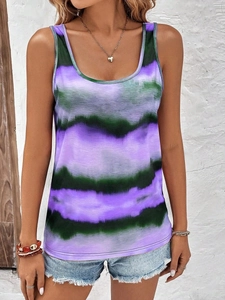 Débardeur femme avec imprimé tie-dye horizontal violet et vert foncé
