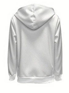 Vue arrière du sweat à capuche en maille unie avec motif à texture géométrique