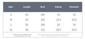 Detaillierte Größentabelle für gestreifte Rundhals-T-Shirts von S bis XL in Zentimetern