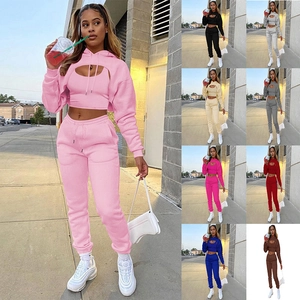 Ensemble 3 pièces décontracté pour femme avec sweat à capuche, débardeur et pantalon de jogging