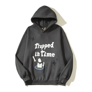 Felpa con cappuccio Travis grigio scuro con stampa spumosa Trapped in Time e vortice