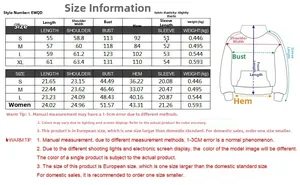 Size chart for long sleeve hoodie including length, bust, and shoulder in cm and inches