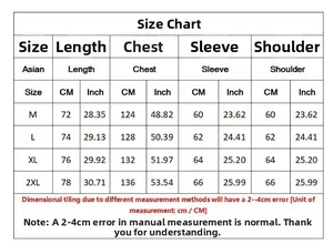 Size chart for hoodie showing length, chest, sleeve and shoulder measurements in cm and inch